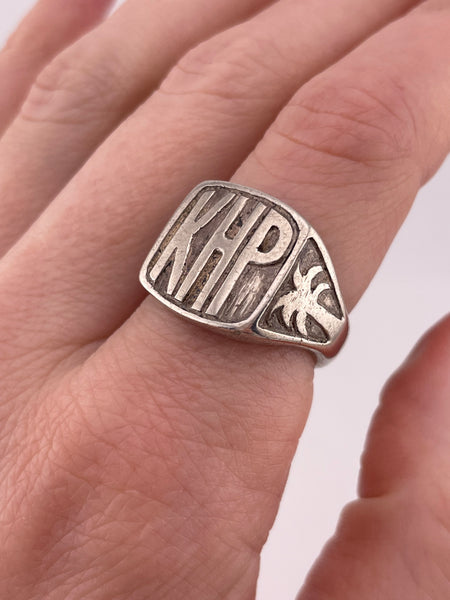 size 7.5 sterling silver 'KHP' initials letters signet ring