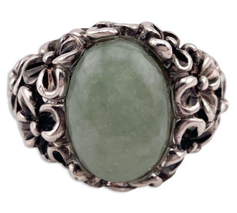 size 6.5 sterling silver chunky aventurine flower ring