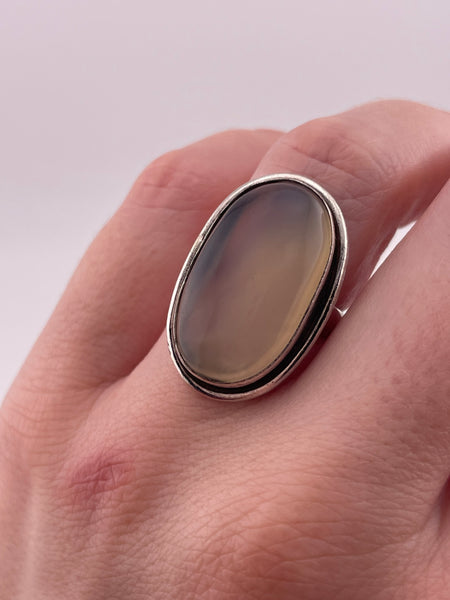 size 6.75 sterling silver oval agate ring