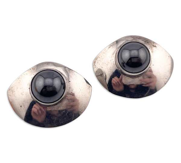 sterling silver hematite post earrings