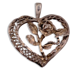 sterling silver rose heart pendant