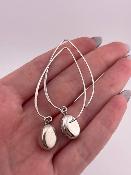 sterling silver Silpada stoneless threader oval charm dangle earrings