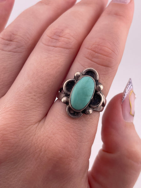 size 8 sterling silver turquoise ring