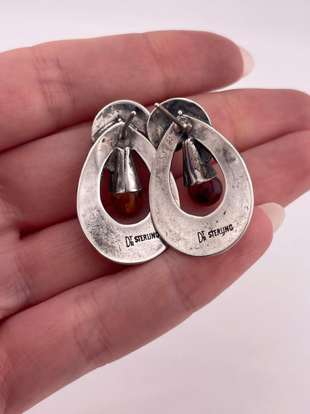 sterling silver synthetic amber post earrings