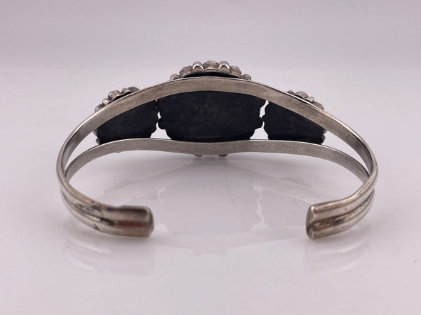 sterling silver synthetic turquoise cluster cuff bracelet