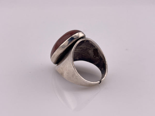 size 8 sterling silver Mexican jasper ring ***Cut Band***