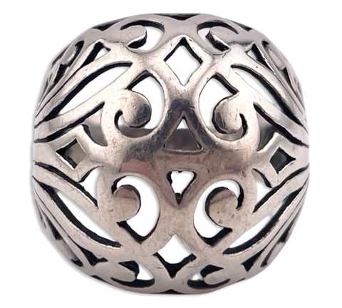 size 10.75 sterling silver stoneless cut-out design ring