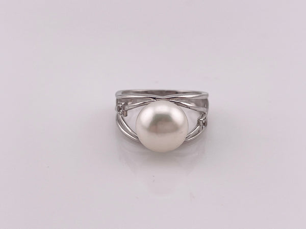 size 7 sterling silver faux pearl faceted topaz ring