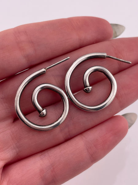 sterling silver swirl post earrings