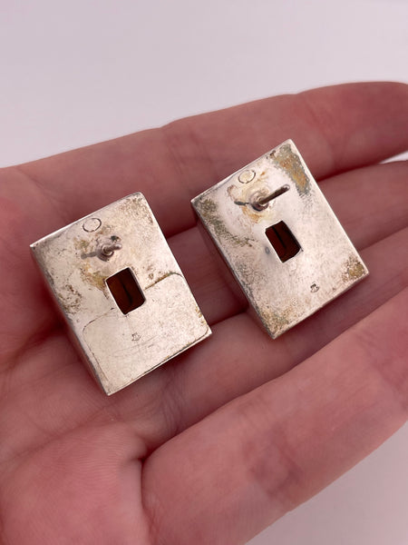 sterling silver chunky faceted citrine post earrings