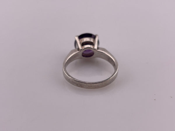 size 6.75 sterling silver faceted purple glass ring