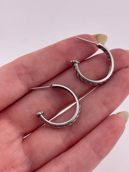 sterling silver textured partial hoop post earrings