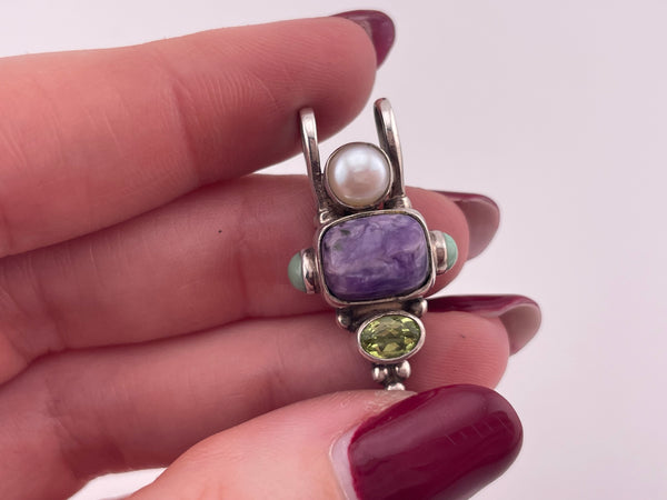 sterling silver multi-gemstone pendant