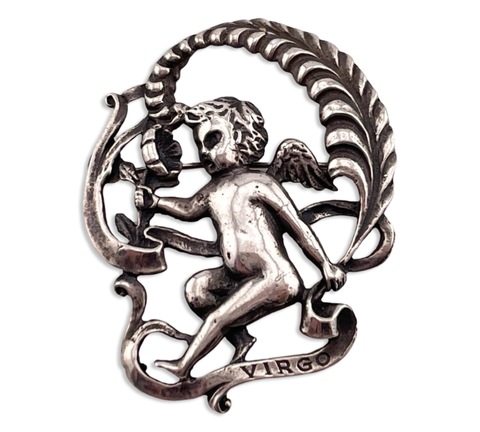 sterling silver Virgo zodiac brooch pin