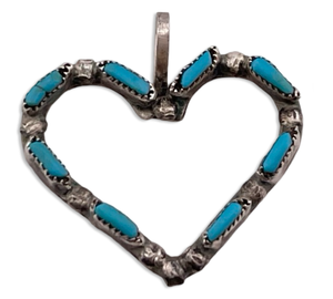 sterling silver synthetic turquoise heart pendant