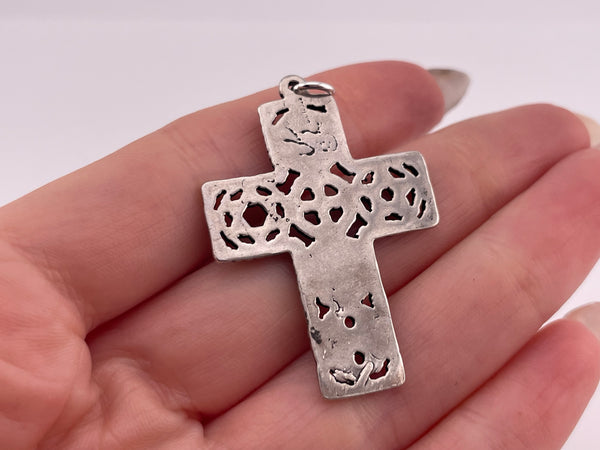 sterling silver multi-symbol cross pendant