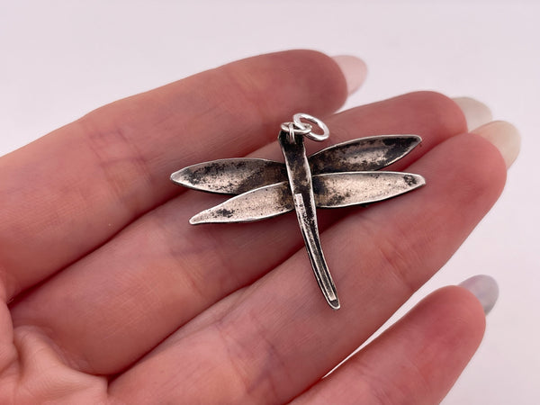 sterling silver enamel dragonfly pendant