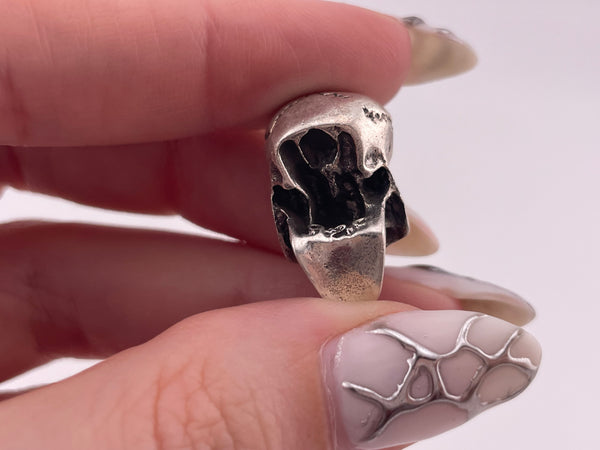 sterling silver 3D solid skull pendant
