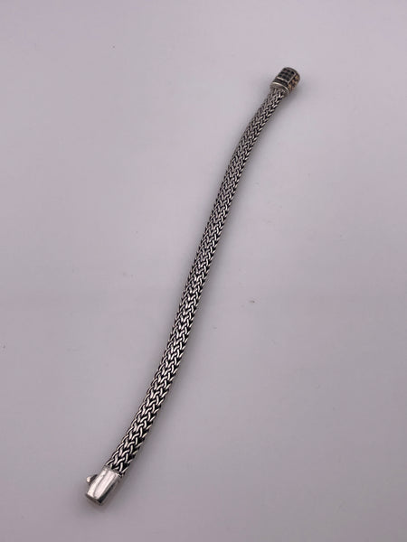 sterling silver & 18k gold sapphire woven wheat link bracelet