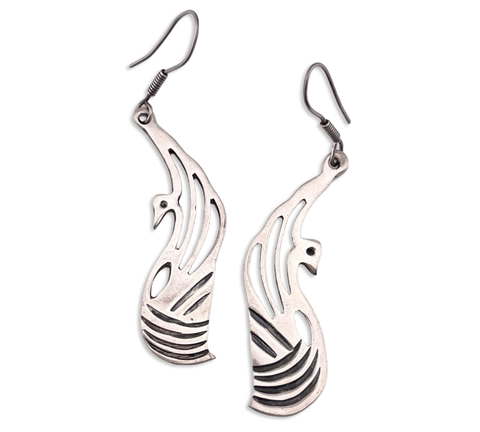 sterling silver bird hook dangle earrings