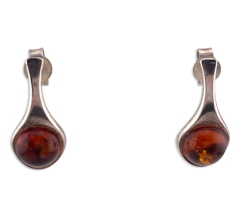 sterling silver double sided yellow orange amber post earrings