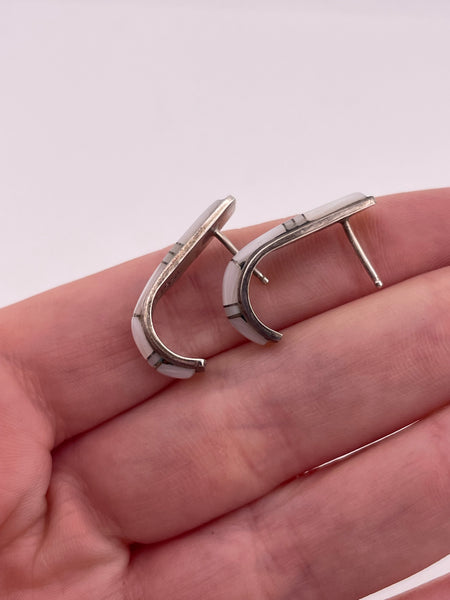 sterling silver CS Lonjose mother of pearl post earrings