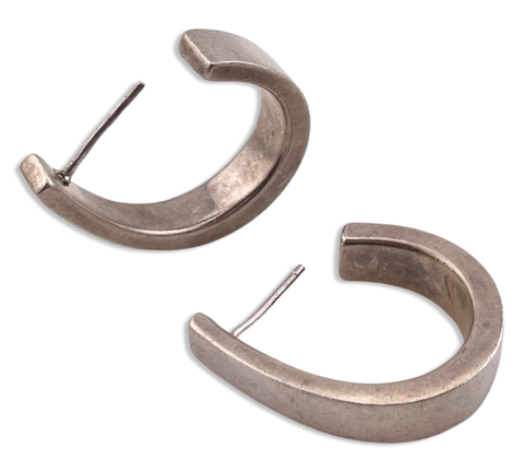 sterling silver J shaped post earrings