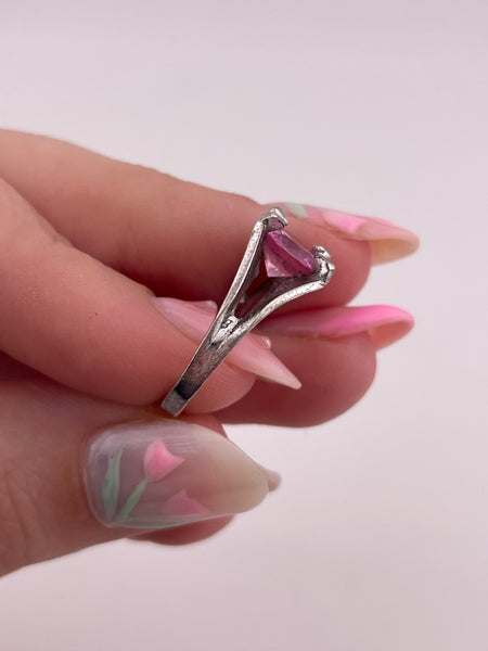 size 3 sterling silver lab pink sapphire ring ***AS IS***