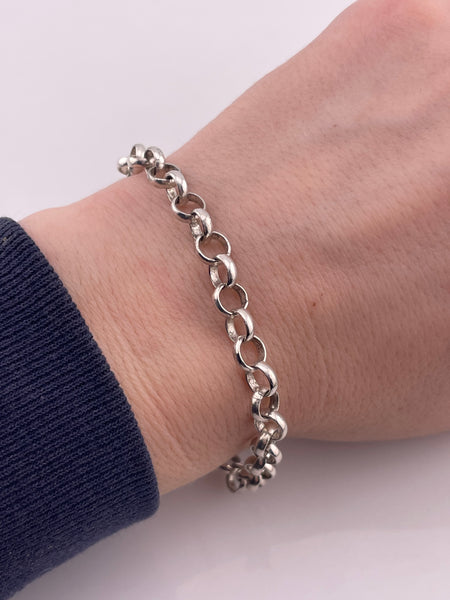 sterling silver 7 5/8" Italian belcher rolo chain link bracelet