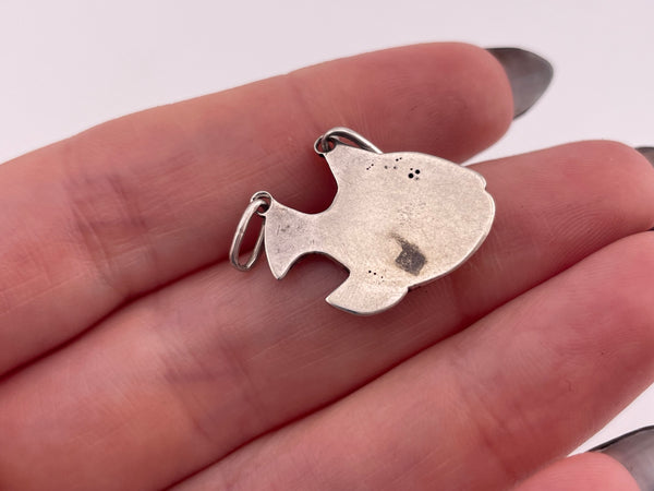 sterling silver fish two bails pendant