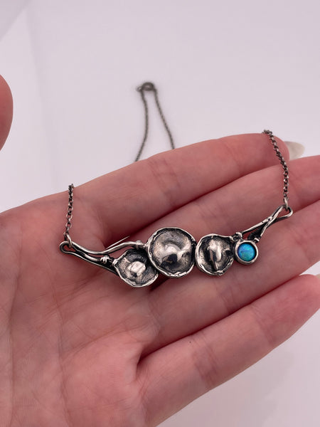 sterling silver lab opal abstract circles necklace