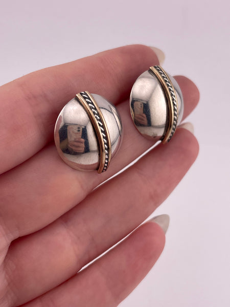 sterling silver & gold plated Mexican stoneless post earrings