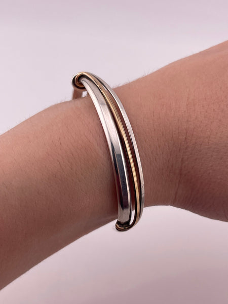 sterling silver & gold filled wire wrap cuff bracelet