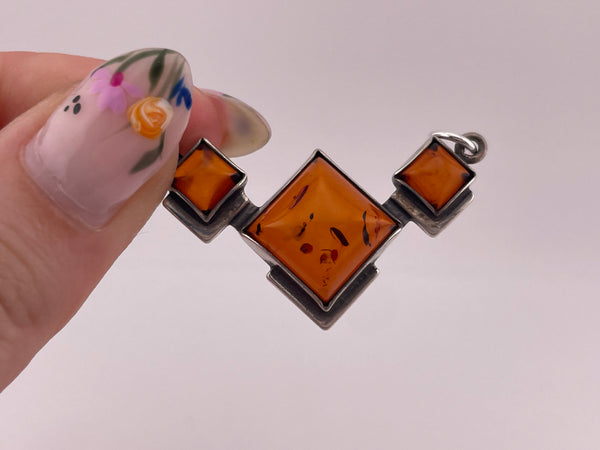 sterling silver faux amber pendant