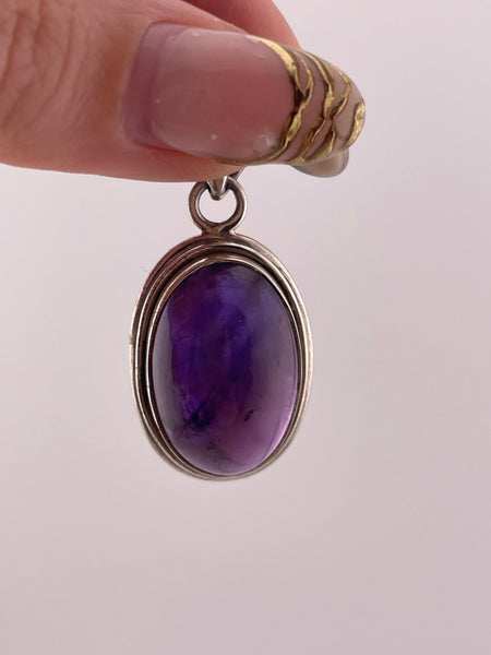 sterling silver dark purple amethyst pendant
