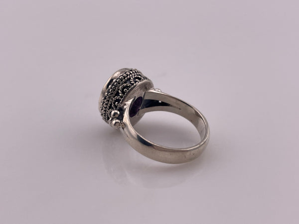 size 6 sterling silver faceted amethyst dot design ring