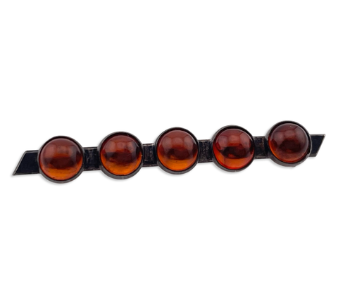 sterling silver synthetic amber row brooch pin