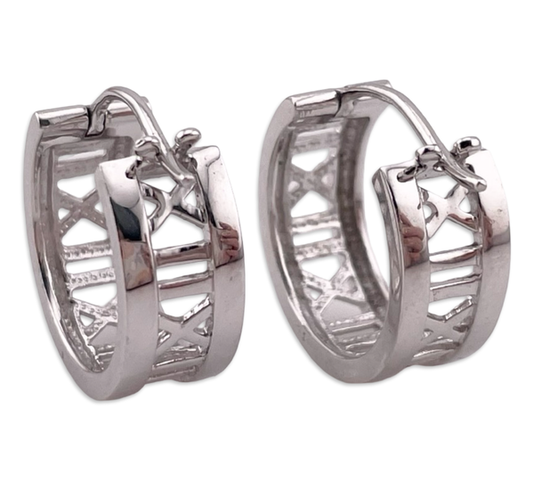 sterling silver Roman numeral hoop earrings