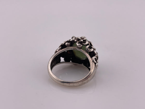 size 6.5 sterling silver chunky aventurine flower ring