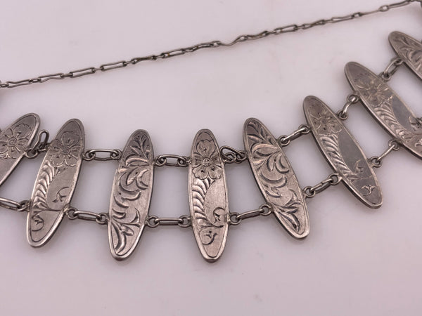 sterling silver etched floral link bracelet