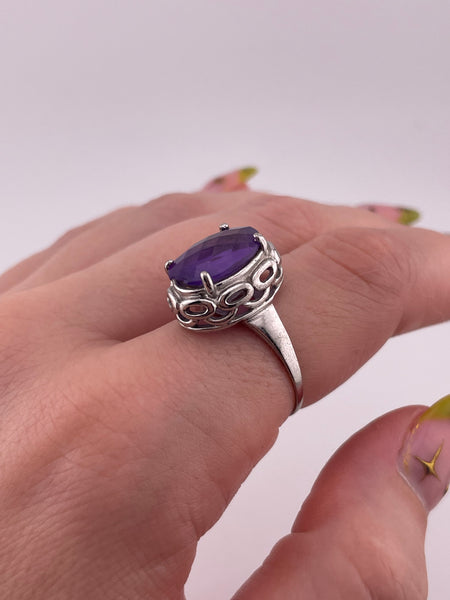 size 8.25 sterling silver faceted amethyst ring ***AS IS***