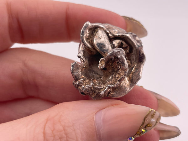 sterling silver solid artisan flower  pendant