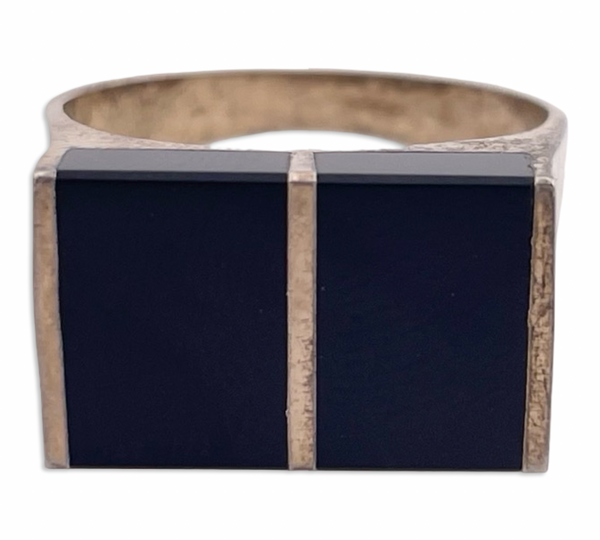 size 6.5 sterling silver gold wash onyx ring