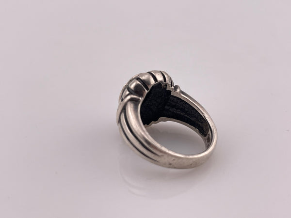 size 6 sterling silver black glass ring