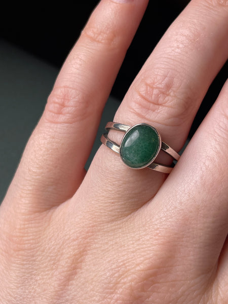 size 7.25 sterling silver green aventurine ring