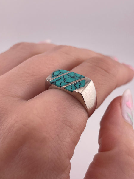 size 8 sterling silver stabilized turquoise ring