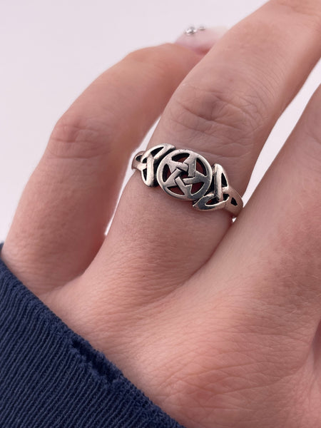 size 7 sterling silver pentacle pentagram star ringring
