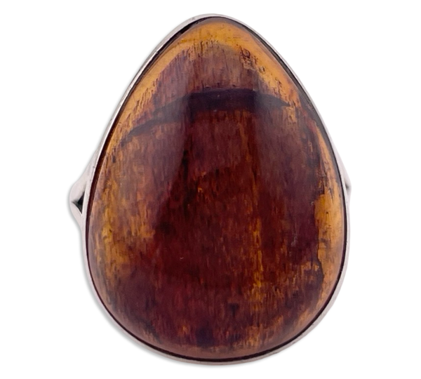 size 8.25 sterling silver pear shape amber ring