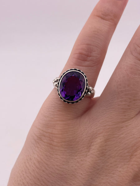 size 6 sterling silver faceted amethyst dot design ring