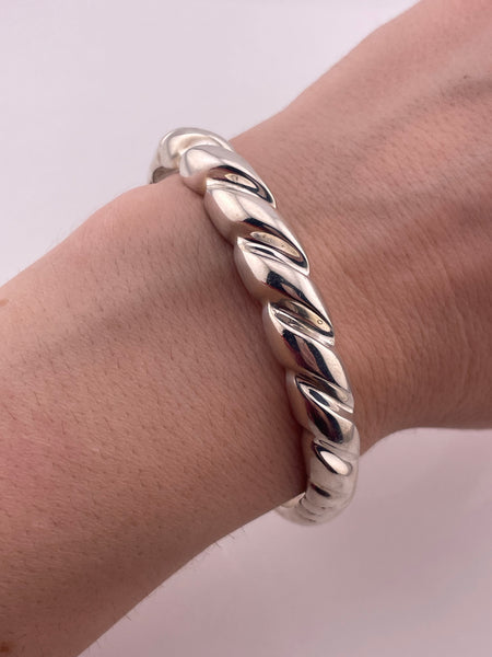 950 silver Italian stoneless San Marco style hinge bangle bracelet **AS IS**